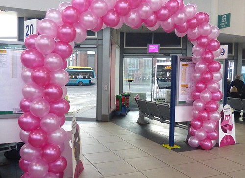 ‘trentbarton’ pink welcoming balloons on ‘Dennis Basford’s railsroadsrunways.blogspot.co.uk