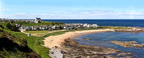summer panorama holiday beach church walking landscape scotland seaside explore shore moray findochty morayfirth