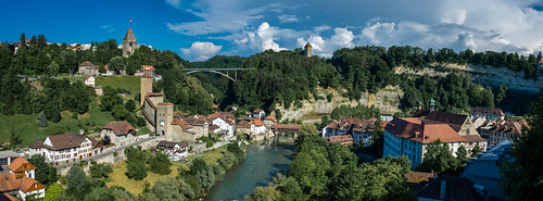 pont de zaehringen panoramic view fribourg switzerland europe