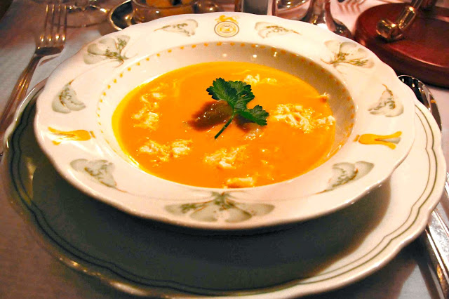 2nd Course Served: Spiced Pumpkin and Seafood Soup