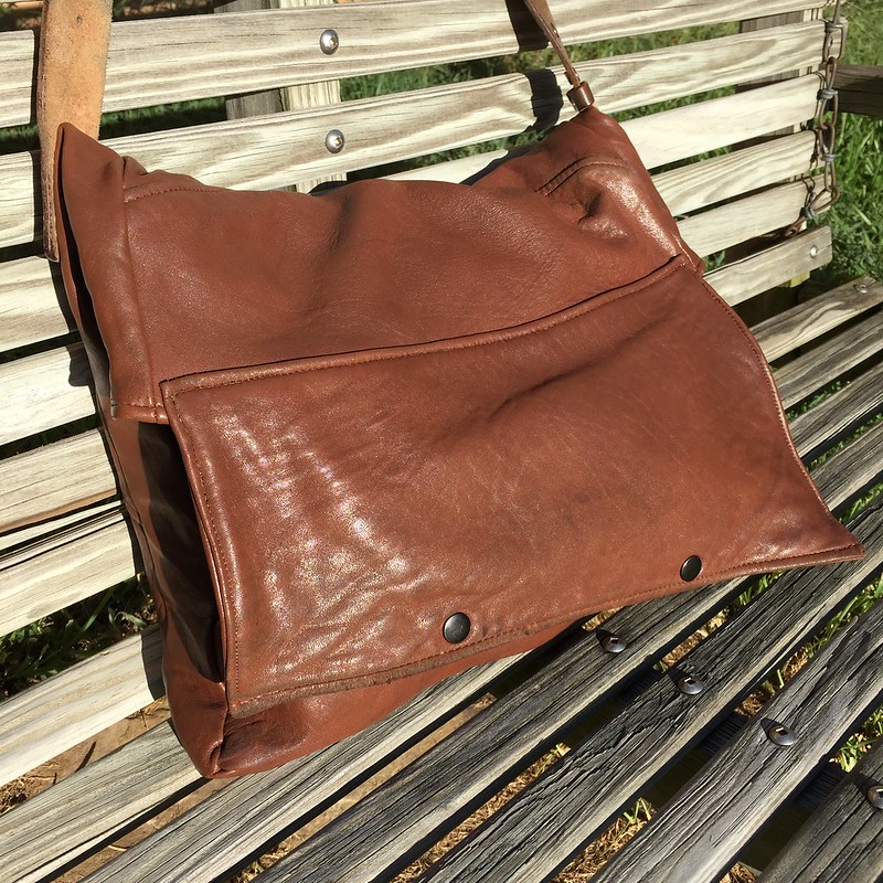 Recycled Leather Fold-Over Bag - After