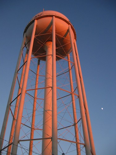 blue sunset sky moon tower water texas