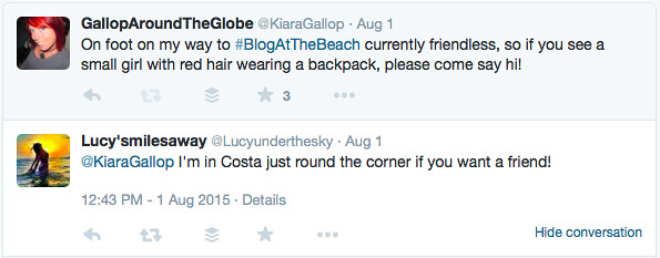 Screen shot Twitter conversation Costa