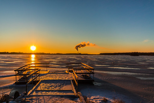 lake lakescape landscape sunrise sunny morning winter clear sky finland kyrkösjärvi pier canon eos 7d mark ii