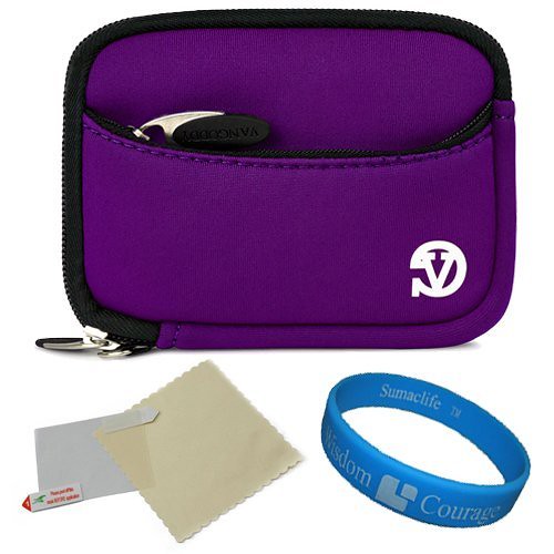 VG Neoprene Camera Pouch Sleeve Cover (Purple) for Nikon CoolPix S3500 / S5200 / S01 / S3300 / S4300 / S4100 / S3100 / S80 / S5100 / S3000 / S4000 / S1000pj / S70 / S640 / S620 / S230 / S220 / S560 / S610 / S52c / S550 Point &amp; Shoot Compact Digital Camera