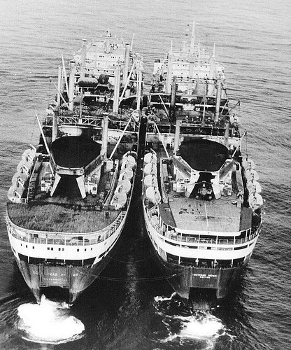 在捕鯨歷史中，最大的兩艘捕鯨船。左邊的為 Sovetskaya Rossiya，右邊為 Sovetskaya Ukraina。圖片取自：P. Clapham et al., 2009研究文章