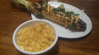 Mac and Cheese and Mexican Street Corn from Veggie Grill