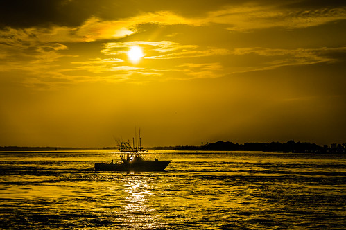 reflection beach sunrise gold boat canal al fishing fishingboat gilded perdido outgoing
