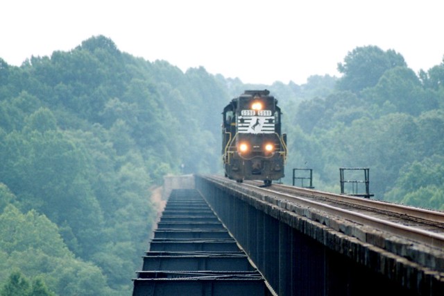 The last train traverses High Bridge - High Bridge Trail State Park, Virginia