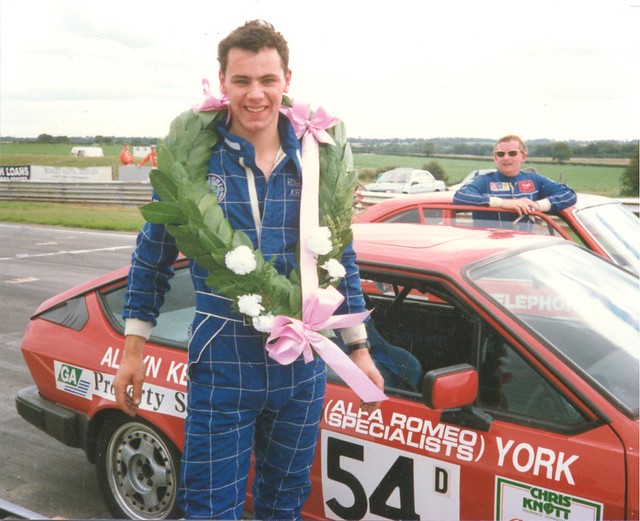 Roger Kay after a race win with his GTV6 at Snetterton. He became overall champion with a 75 3 litre in 1990.