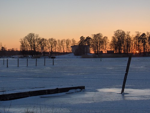 winter sunset lake beautiful calm february värmland kristinehamn