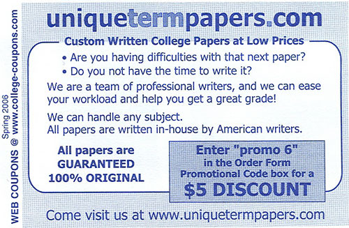 Coupon for plagiarism