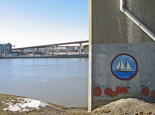 albany rensselaer art bridge concrete river