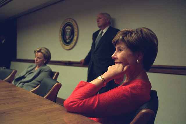 Vice President Cheney with Laura Bush and Lynne Cheney in the President's Emergency Operations Center (PEOC)