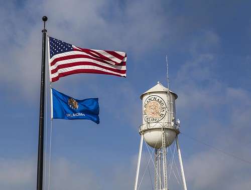 oklahoma town flag watertower blanchard