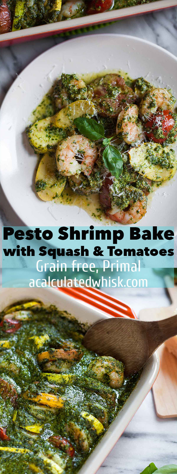 Pesto Shrimp Bake with Squash and Tomatoes #30MinuteMondays | acalculatedwhisk.com