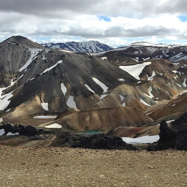 We did it! @teenwolfdude & @jennybookler and I hiked Landmannalaugar and saw the beautiful rhyolite mountains! Here they are!! #Iceland Best hike ever!!!