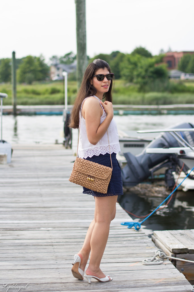 eyelet lace crop top and shorts, straw bag, white sandals-7.jpg