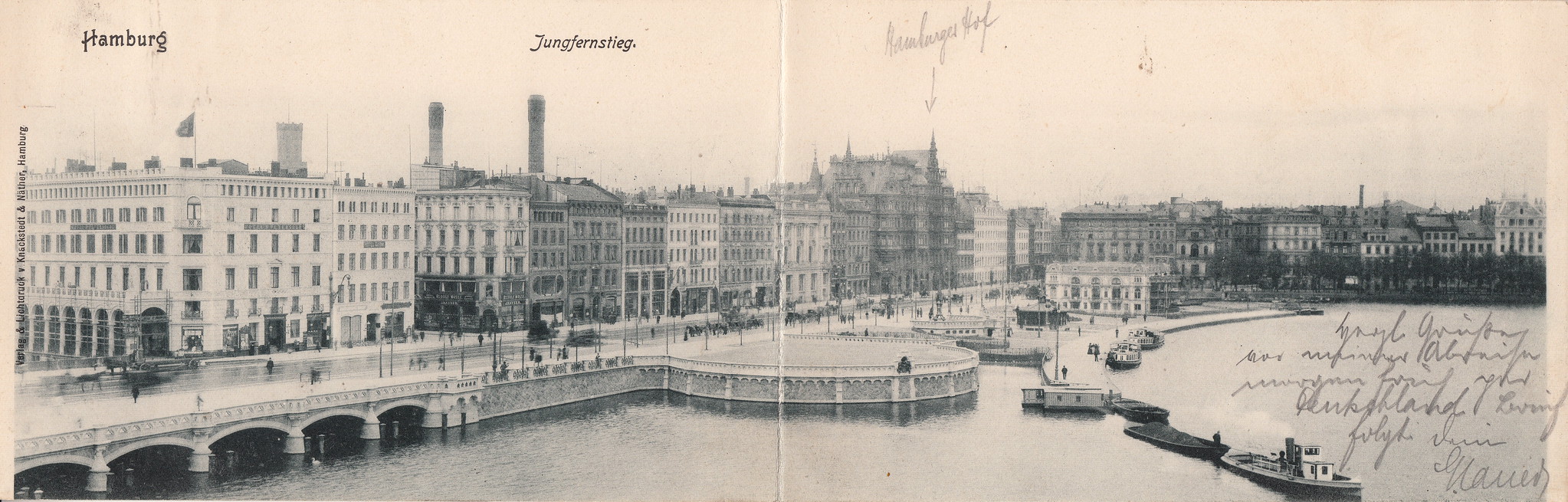 Straatnamen in Hamburg | Ansichtkaart Jungfernstieg