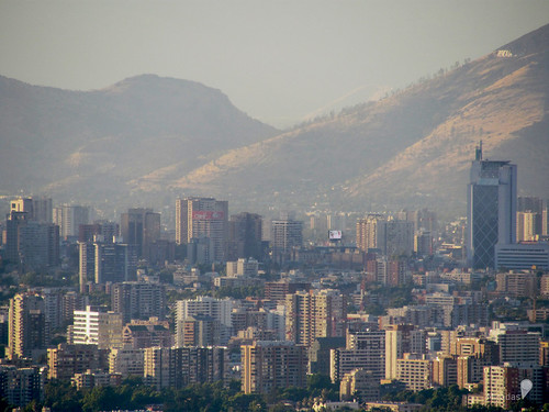 vista panorámica panoramic view ciudad santiago chile city edificios building cerros hill