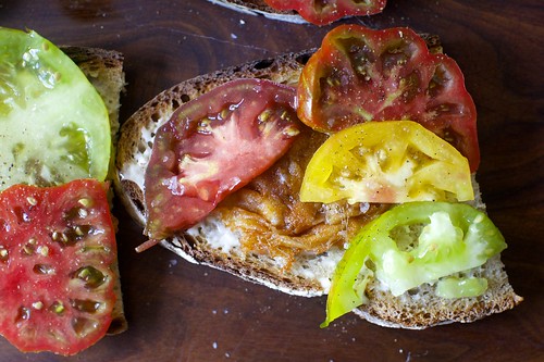 tomato and fried provolone sandwich