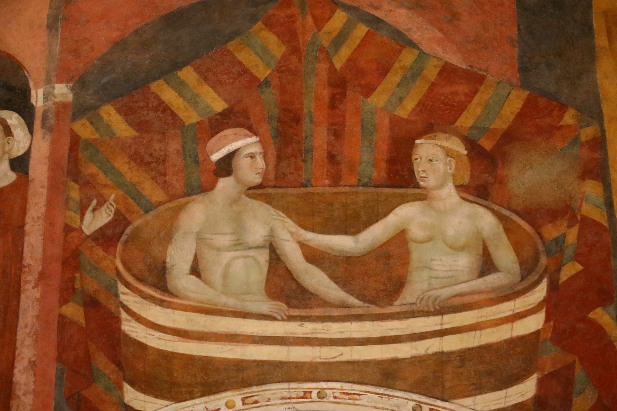 Memmo di Filippuccio (1250-1325) - gli sposi al bagno - Ciclo di affreschi la culla dell'amore: il matrimonio (1303-1310) - Camera del Podest - Palazzo Comunale di San Gimignano
