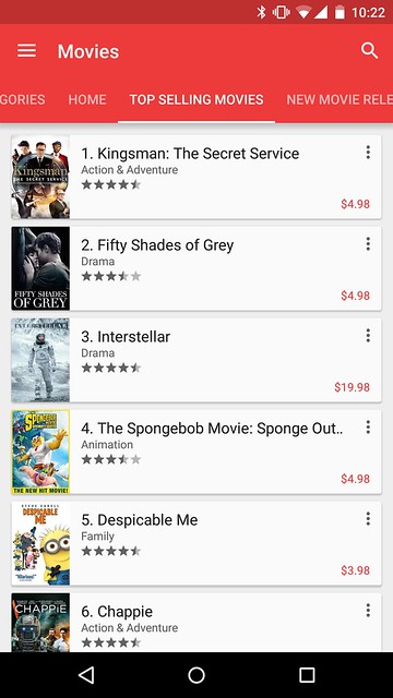 Play Store App - Movies - Top Selling Movies