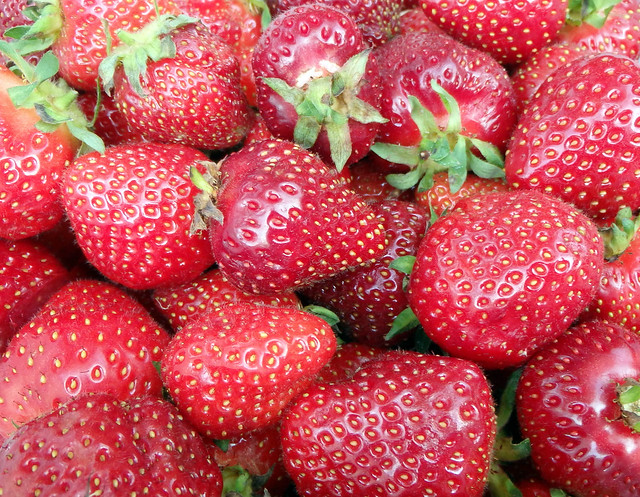 close-up of strawberries