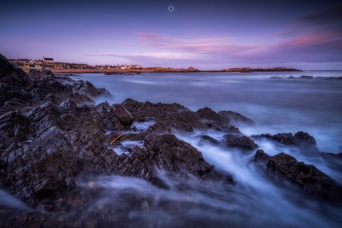 clouds coastline colours findochty landscape leefilters longexposure morayshire morning rocks scotland seascape sunrise water waves
