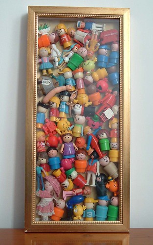 Plastic toys in a box frame