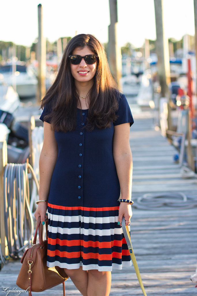 drop waist striped nautical dress, brown bag and sandals-6.jpg
