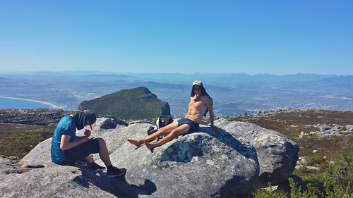 A good place to sunbathe at the highest point of Table  Mountain