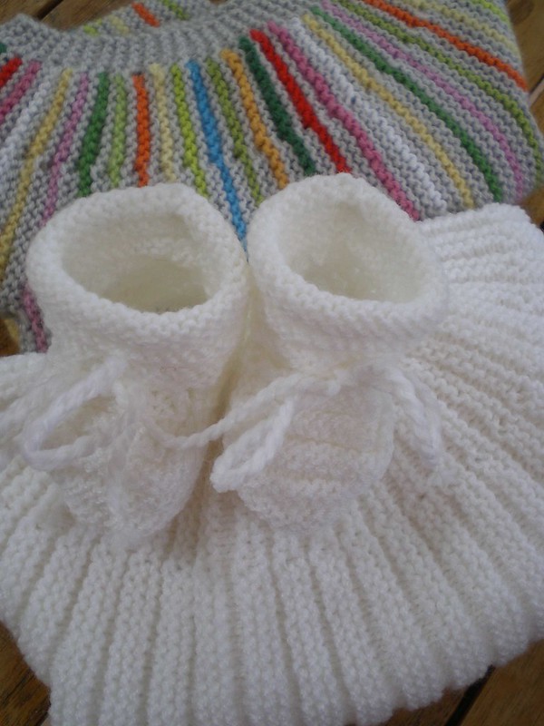 Tricot Layette - Chaussons pour bébé au point de godrons