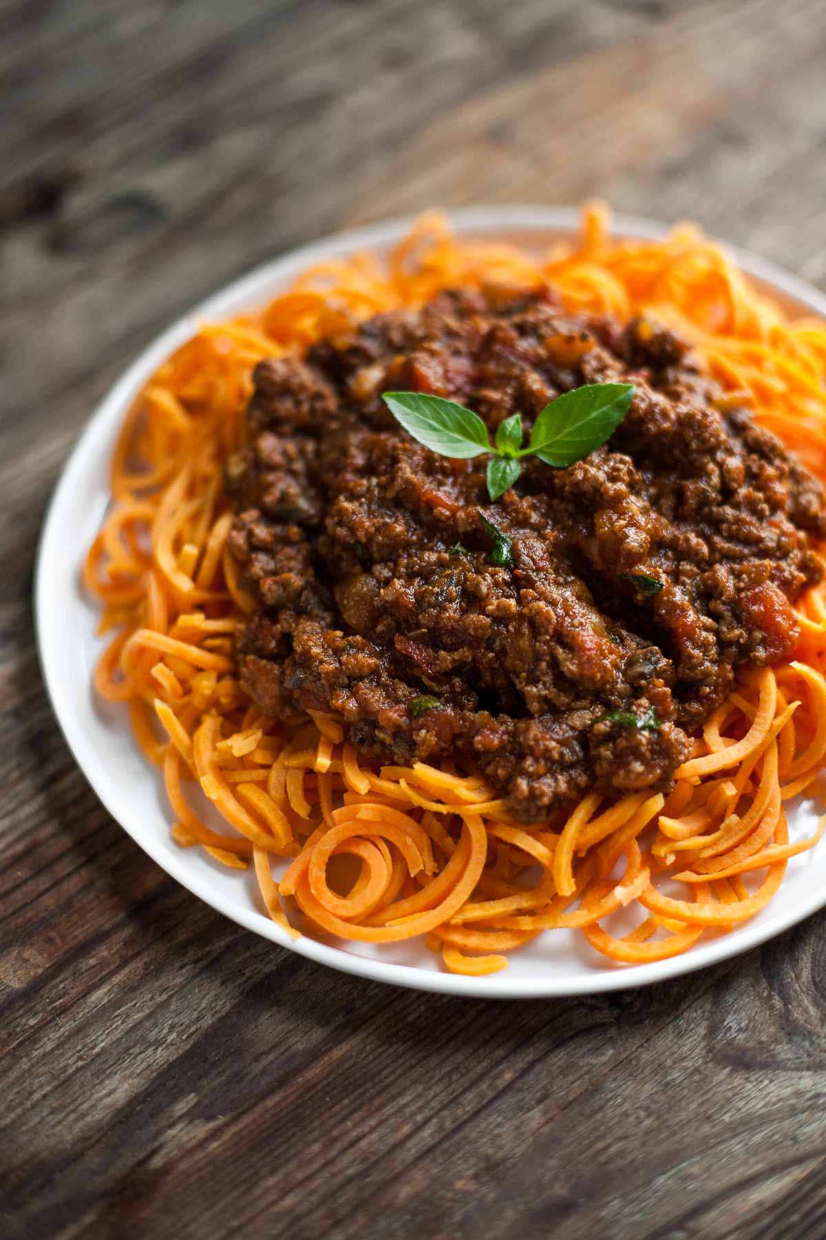 Top 15 Paleo Recipes of 2015--Slow-Cooked Bolognese Sauce with Sweet Potato Spaghetti (Whole30) | acalculatedwhisk.com