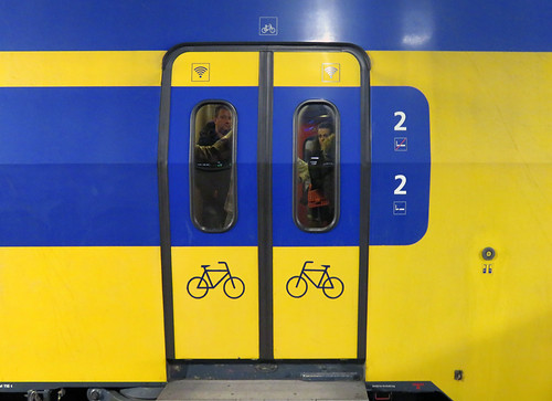 In Holland there are bikes on trains