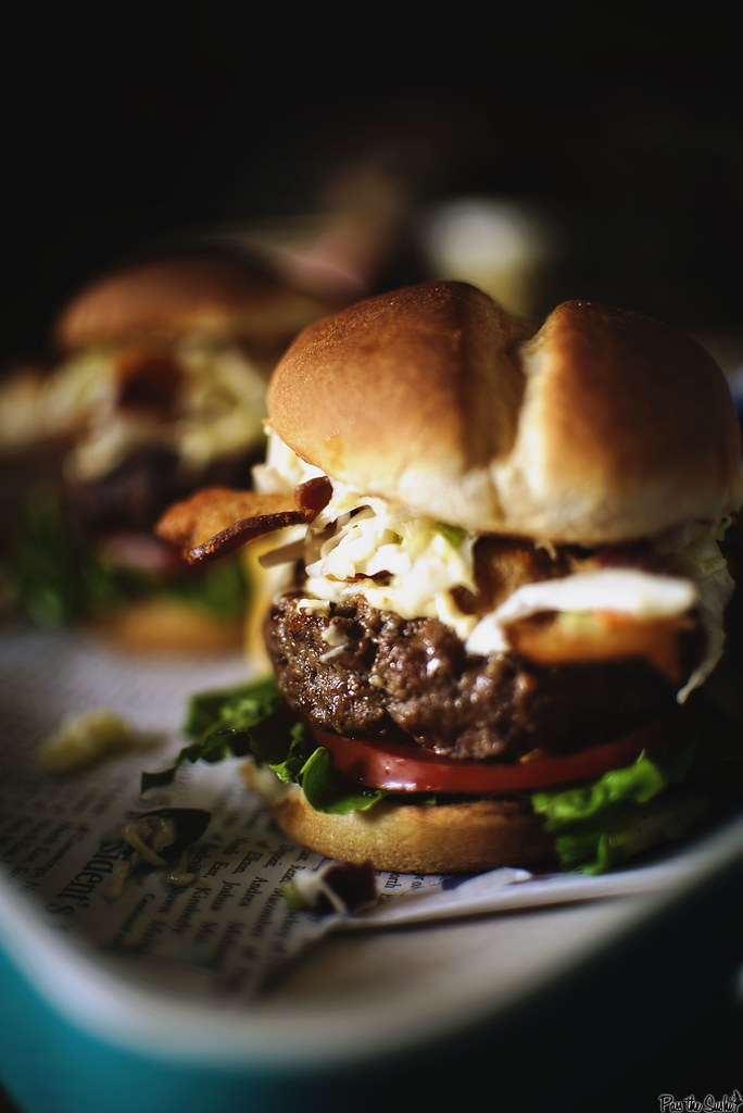 Cheddar Stuffed Apple Slaw Burgers {Foodie with Family}