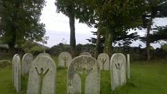 Circle of Stones behind a church, Kinvara, Ireland