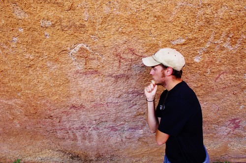 Tom admiring the Bushman's Paintings
