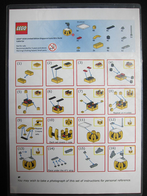 LEGO SG50 Limited Edition Singapore Icons Mini Build - Cable Car - Instructions - 1 of 1