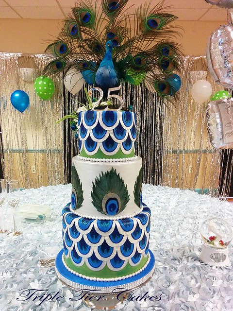 Peacock Themed Cake by Triple Tier Cakes