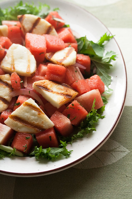 Watermelon Salad with Grilled Haloumi