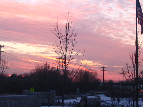 2005 november sunset driving michigan flag macomb
