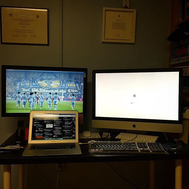 The home office / design battlestation is finally coming back together. Now I just need the iMac to finishing running updates. #mac #battlestation #designers #homeoffice #sportingkc