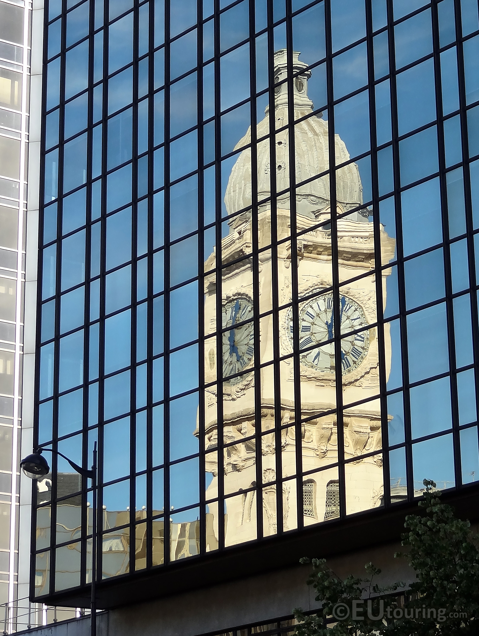 Reflection of the clock tower