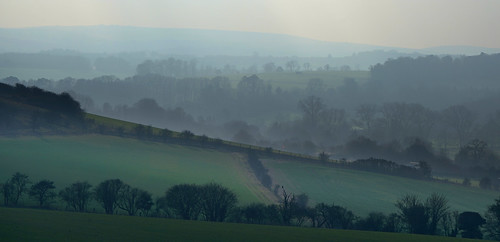 mist misty layers landscape wiltshire marlborough uk countryside trees downs hills light february 2017 stevemaskell 1 52in2017