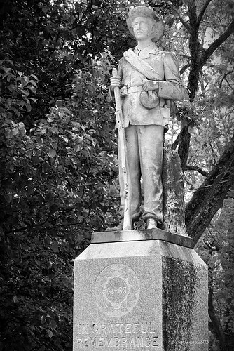 old blackandwhite sculpture monument statue geotagged soldier memorial tennessee historic confederate southern bnw smalltown townsquare mulberry csa lincolncounty