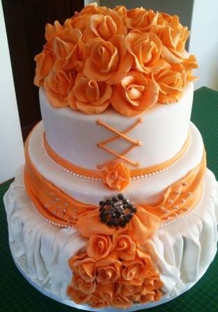 Wedding Cake white and beautiful bright orange from Cakes by Jackie