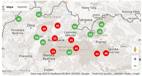 Mapa, kde se lyžuje na Slovensku