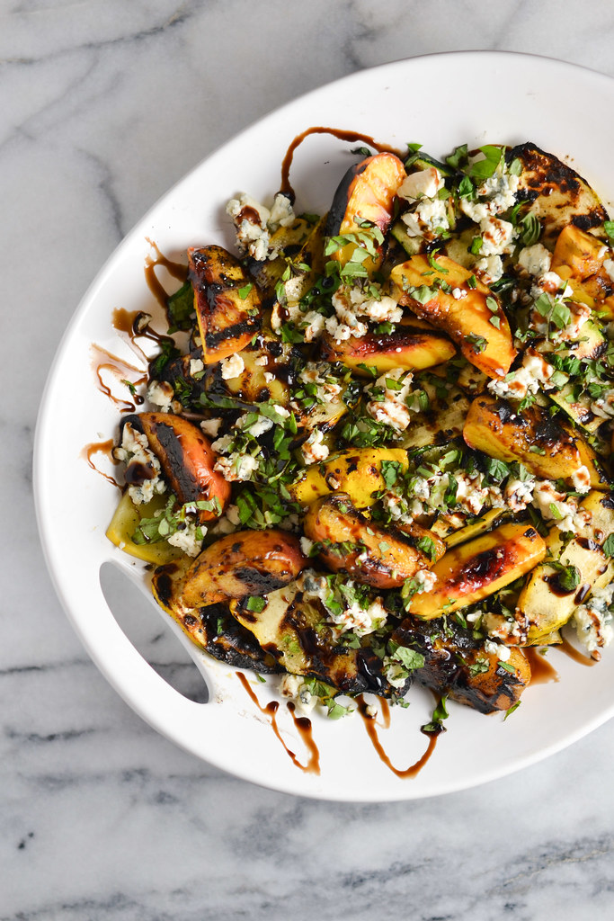 Grilled Summer Squash and Peaches with Blue Cheese and Herbs | Things I Made Today