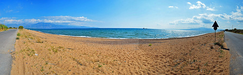 panorama landscape seascape sea seaview kalamata messinia greece west coast beach summer sunny sand road nikon d3200